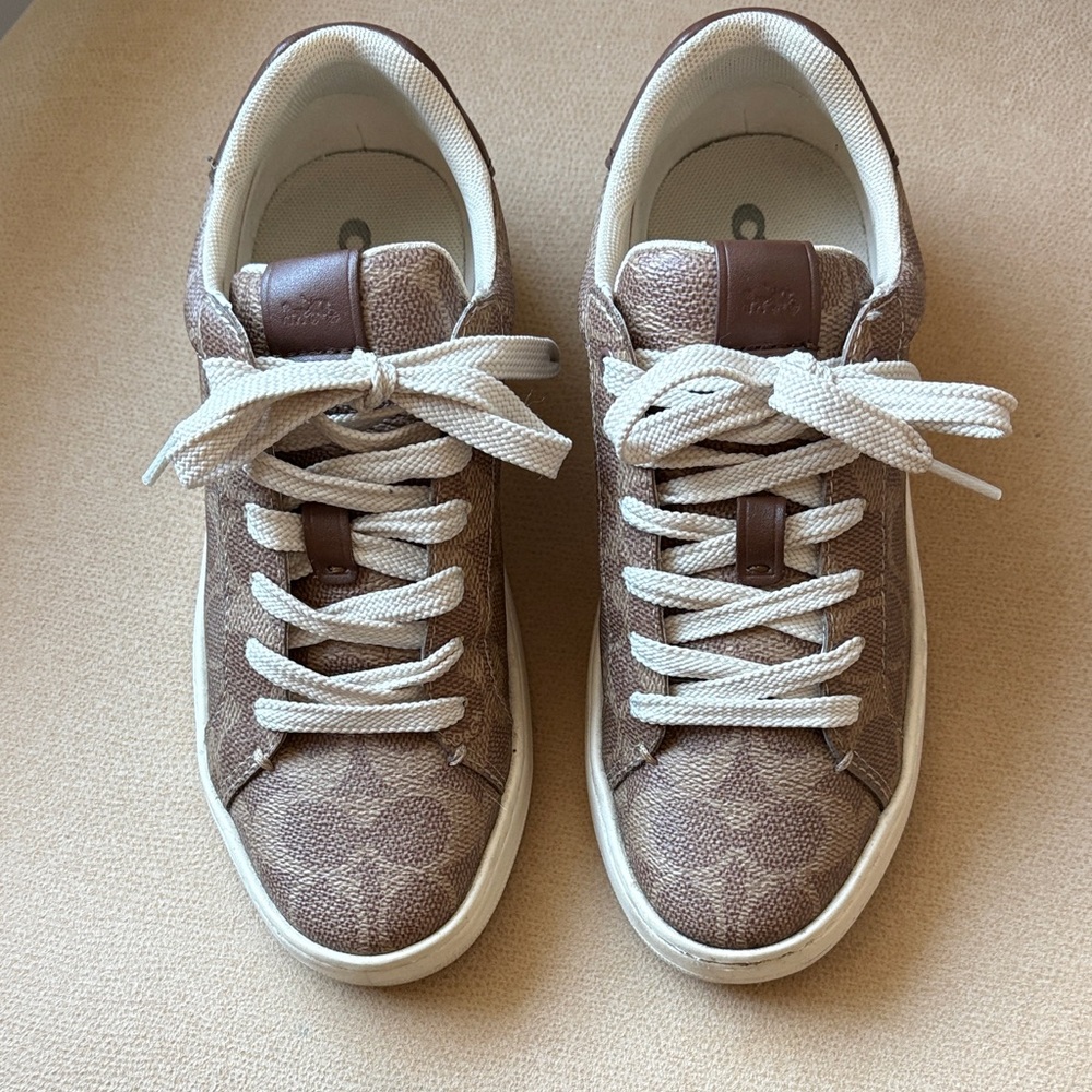 Coach Brown Lowline Coated Canvas Sneakers